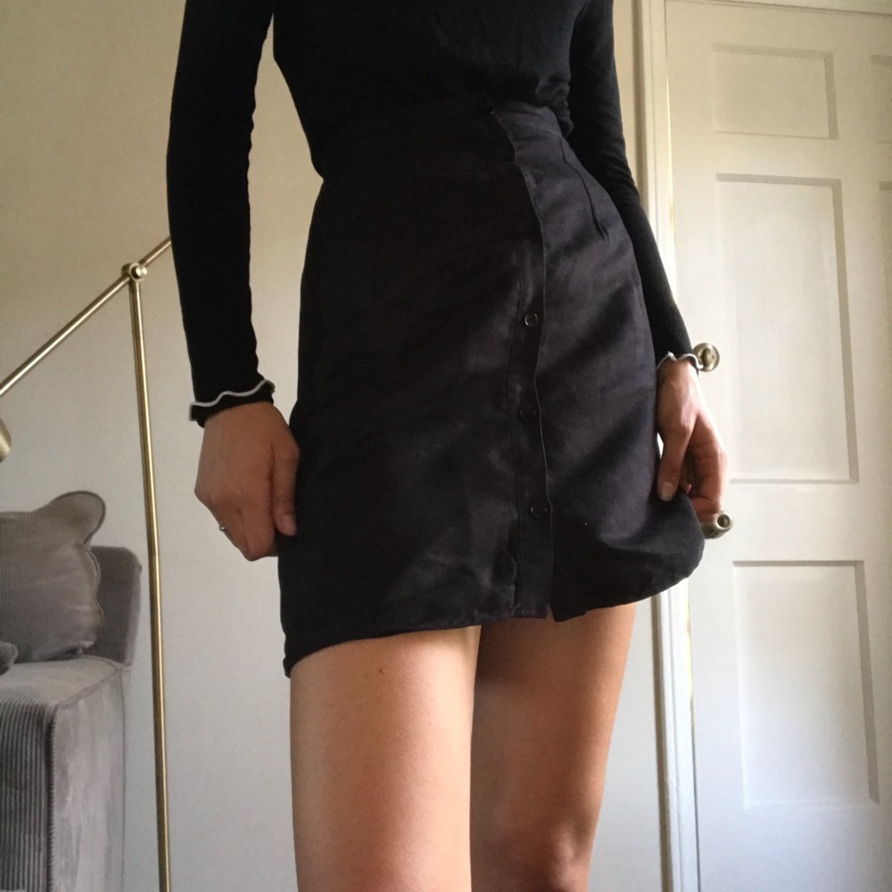 Black button up mini skirt